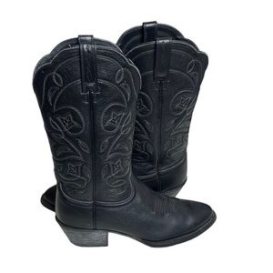 ARIAT Black Cowboy Boots Womens Western Heritage Western R Toe Deertan Size 5.5